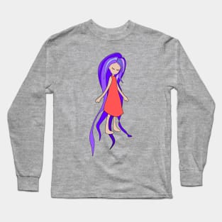 Free Spirit, Girl with Purple Hair Long Sleeve T-Shirt